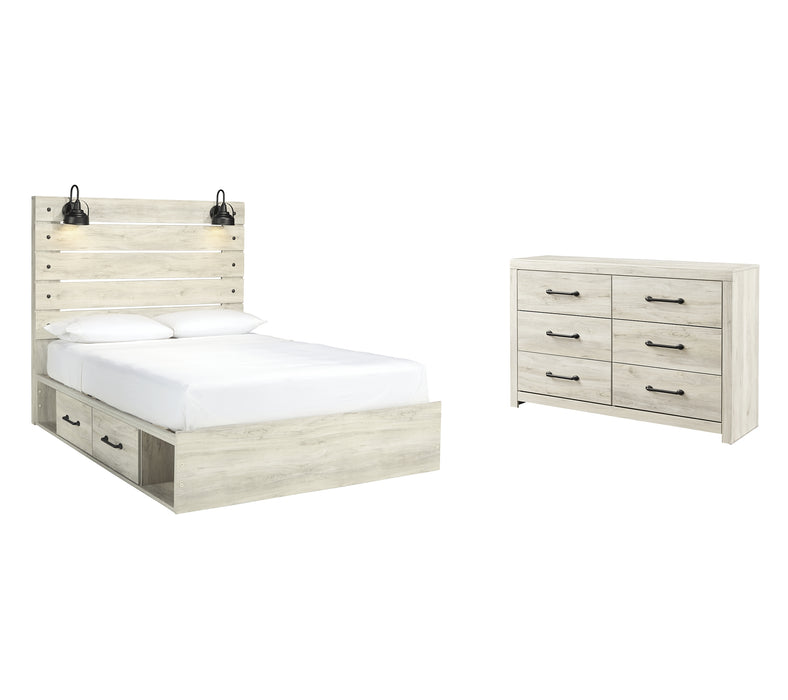 Cambeck Queen Panel Bed with 4 Storage Drawers with Dresser