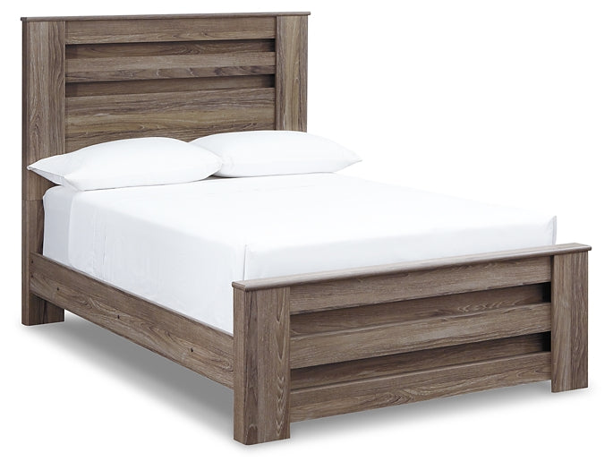 Zelen Full Panel Bed with Mirrored Dresser, Chest and Nightstand