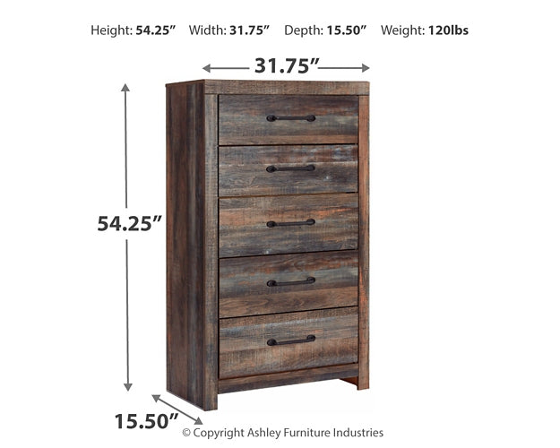 Drystan Full Bookcase Bed with Mirrored Dresser and Chest